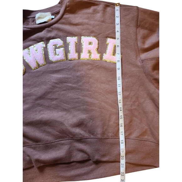 Judith March Oversized Cowgirl Sweatshirt Womens Small Brown Pink Cozy Lounge - Picture 7 of 9
